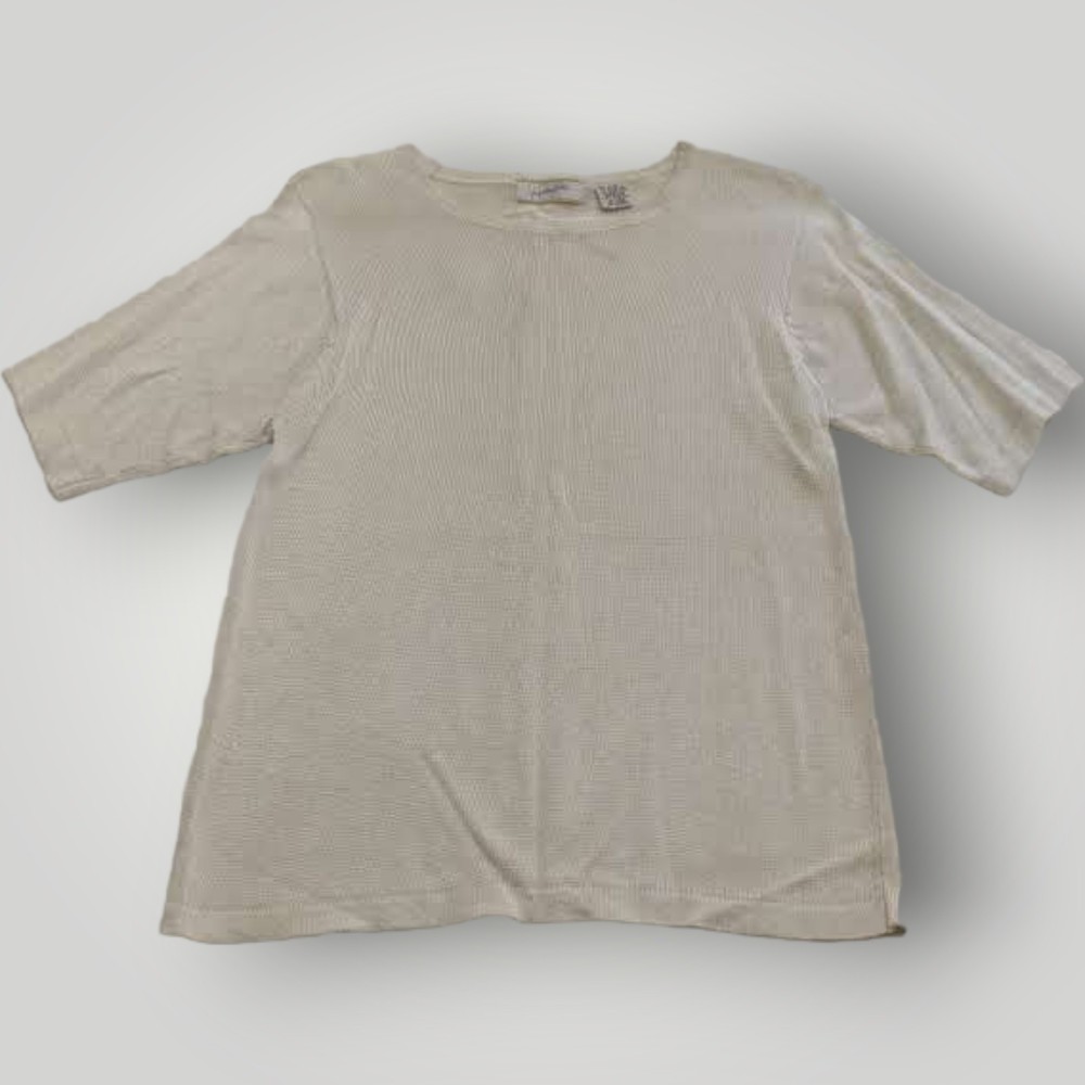 VTG Jacqueline Ferrar Women's M Silver Gray Short Sleeve Lightweight Sweater